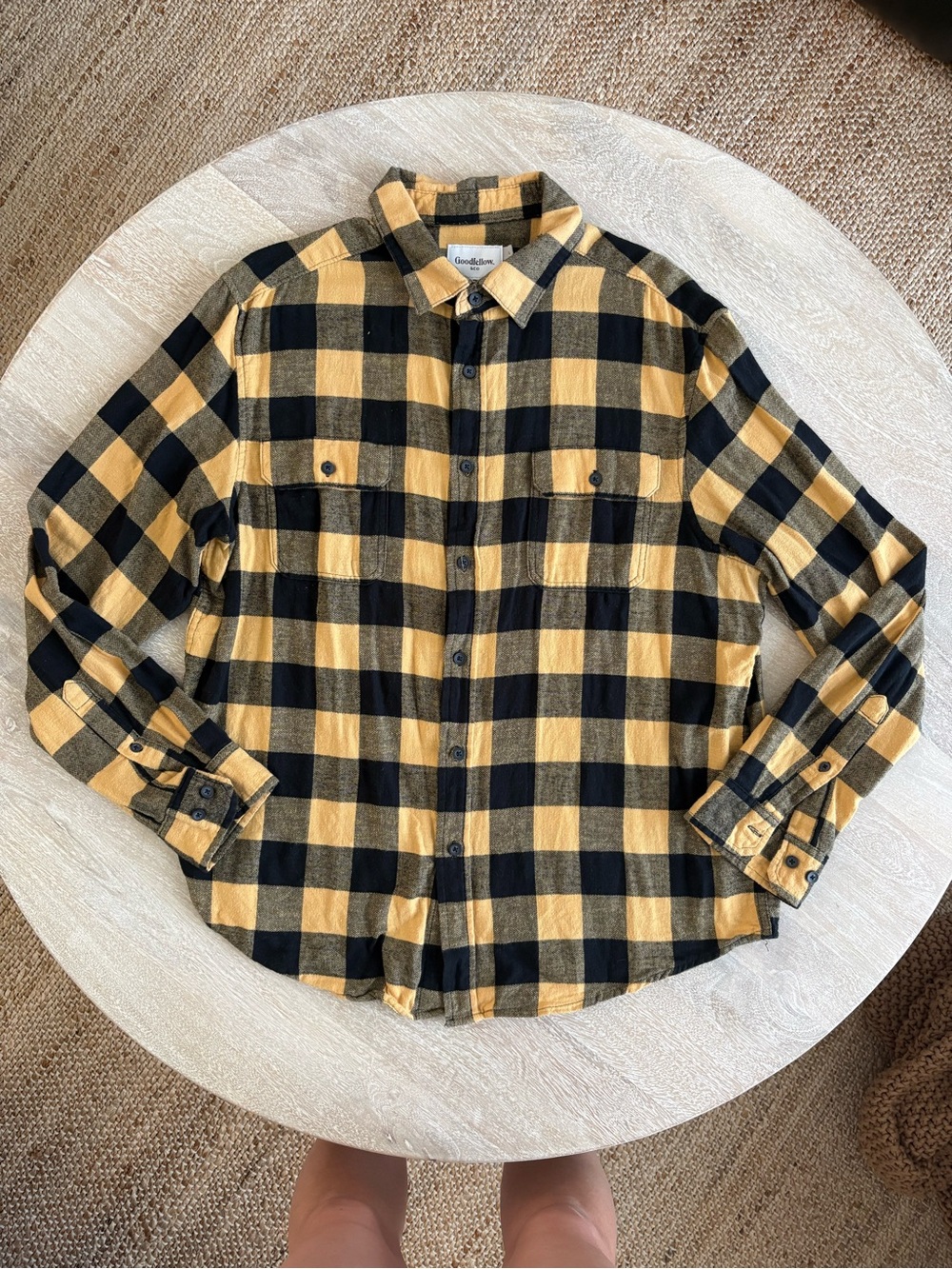 Goodfellow & Co Yellow and Black Plaid Button-Down Shirt